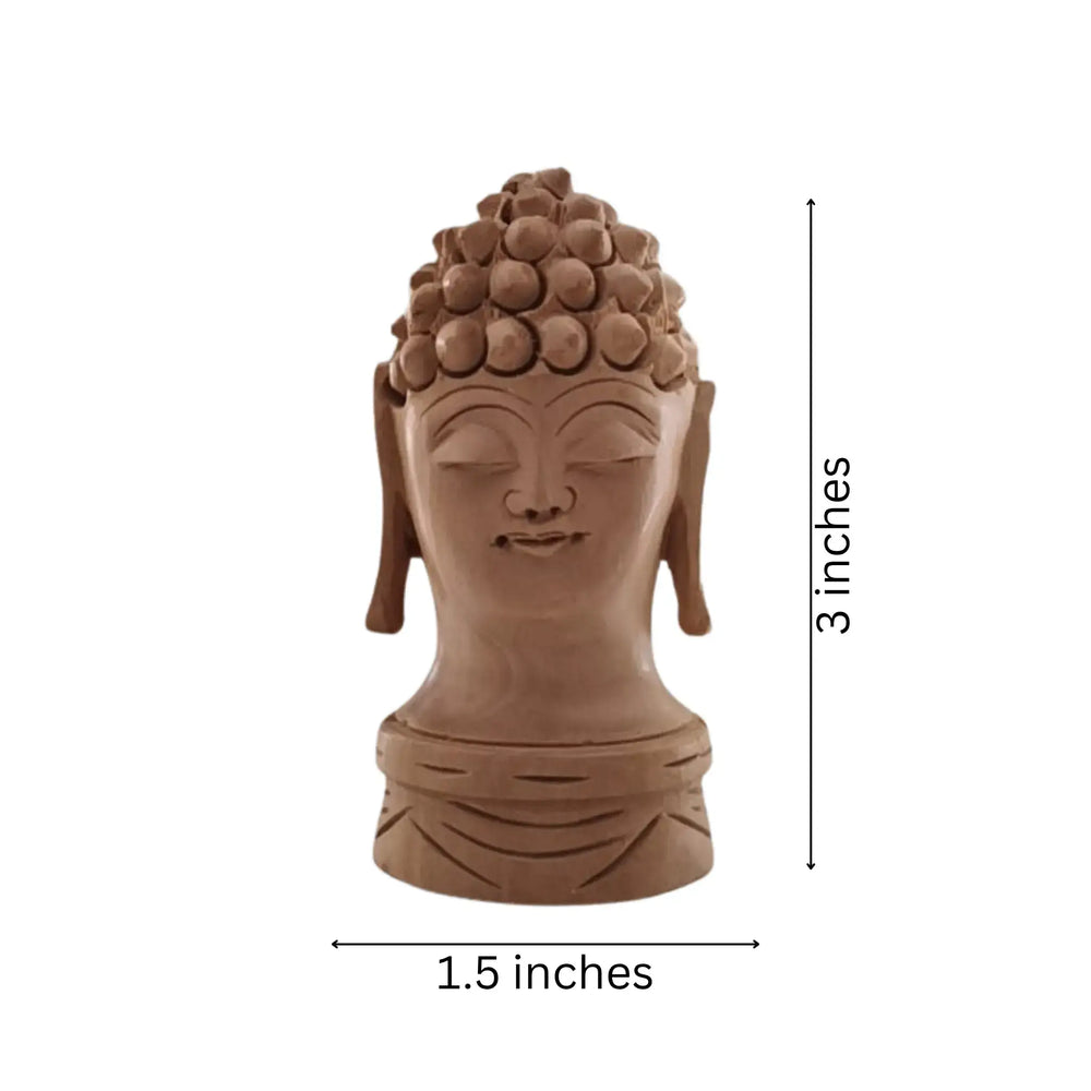 Buddha Wooden Head Statue | Hand-Carved Spiritual Decor maruthi handicrafts