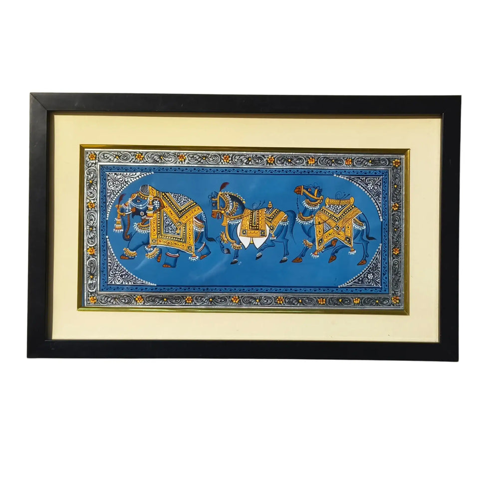 A Triptych of Royal Steeds - An Indian Miniature Art Collection Paintings