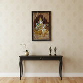 Rosewood Inlay Wall Frame – Divine Saraswathi Artwork for Study or Pooja Room Arun