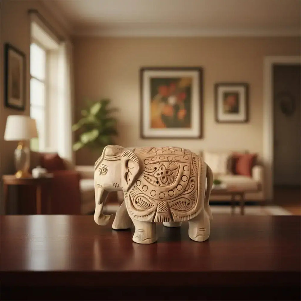 Hand-Carved Wooden Elephants – Artisan Decorative Sculptures maruthi handicrafts