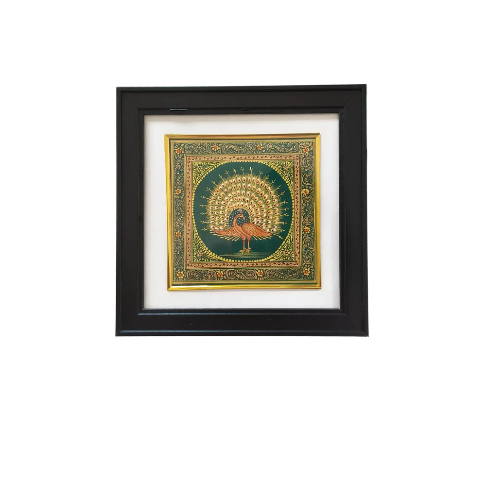 Regal Peacock Tapestry Miniature Painting Paintings