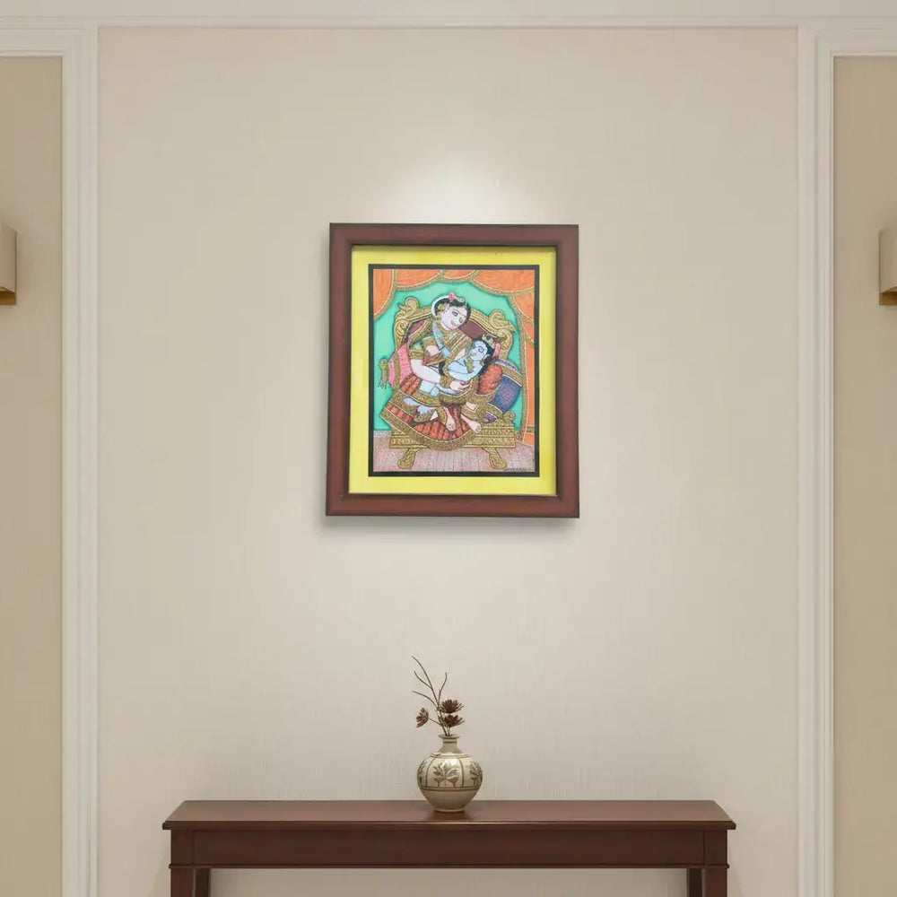 Mysore Yashodha With Krishna Painting | 22KT Gold Leaf Paintings