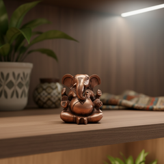 Decorative Wooden Ganesh in Seated Position | Handmade Religious Figurine