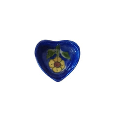 Heart-Shaped Blue Pottery Diya | Floral Oil Lamp Pottery