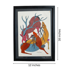 Gond Deer Trio - Hand Painted Folk Art