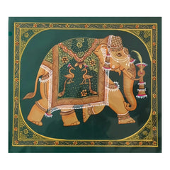 Gajendra - The Adorned Elephant Miniature Painting Paintings
