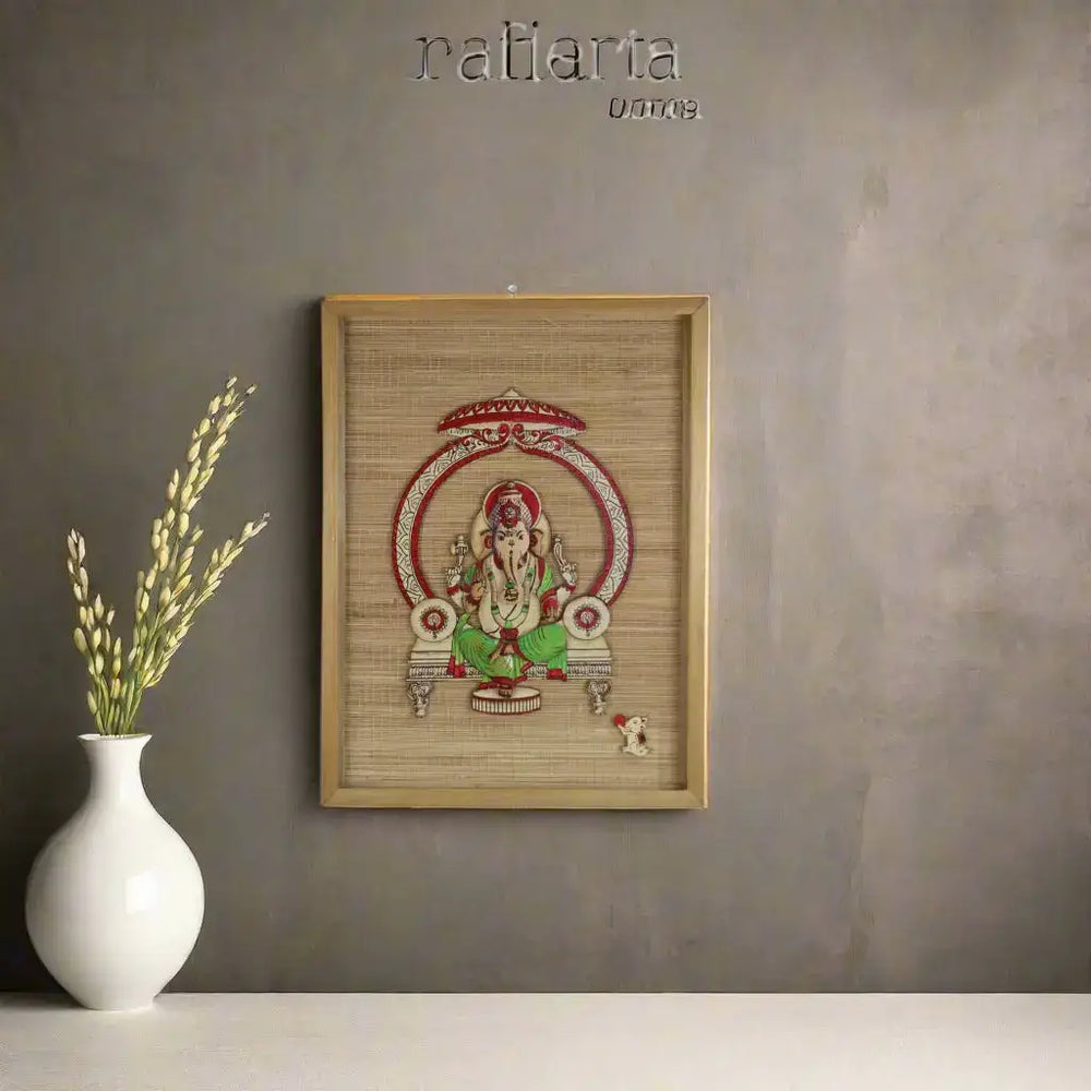 Bamboo Ganesh Frame– Handmade Hindu Spiritual Craft Sargaalaya