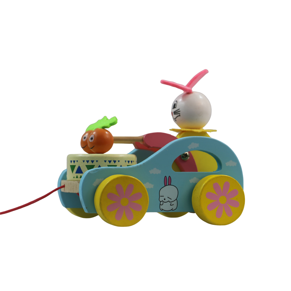 Colourful Channapatna wooden pull along toy for kids