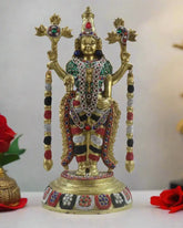 Divine Grace-Exquisite Brass Stone Balaji Idol Brass Ware