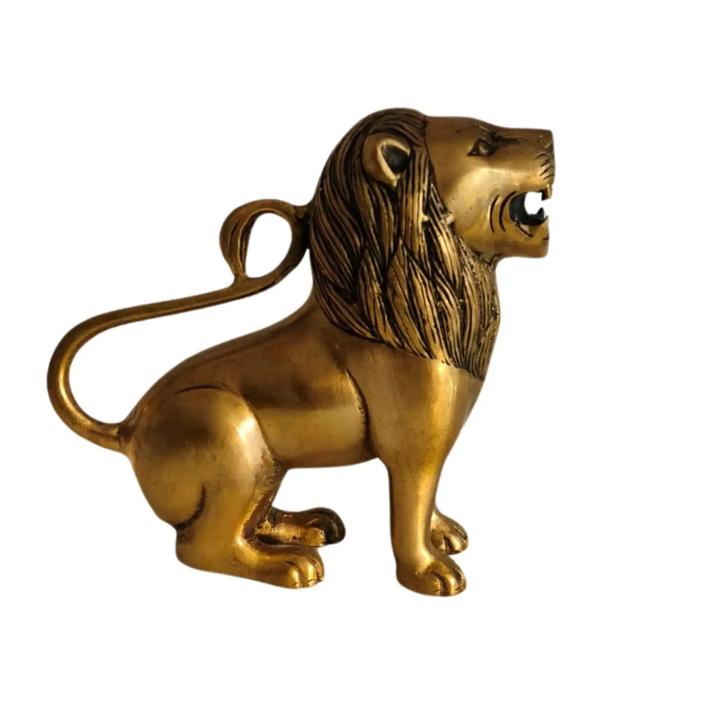 Regal Brass Lion Statue - Majestic Animal Figurine for Home Decor Brass Ware