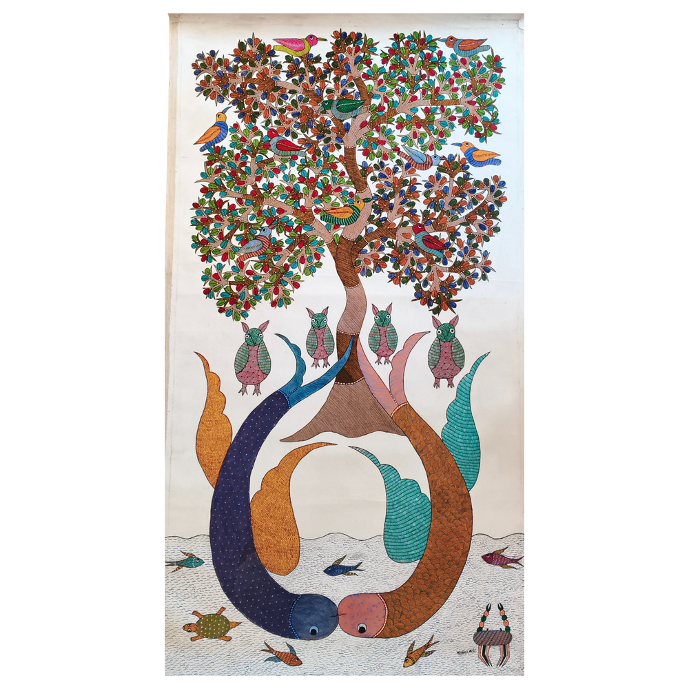 Circle of Life - From Roots to Rivers Gond Art Paintings