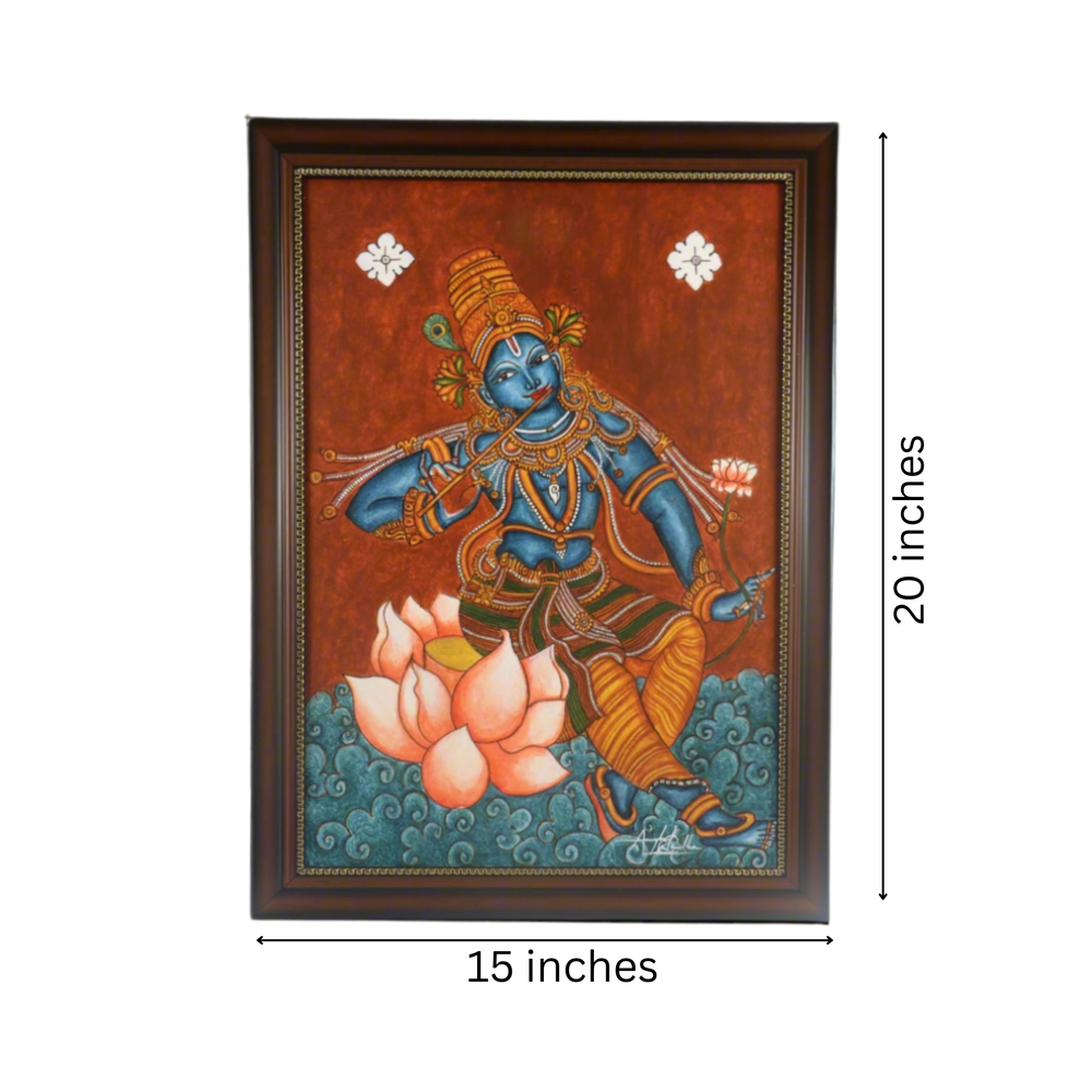 Padma Krishna – The Lotus-Seated Divine in Mural Form Paintings