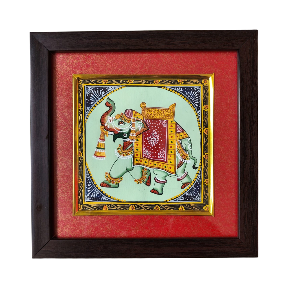 Decorated Elephant Rajasthan Miniature Painting | Traditional Indian Folk Art Paintings