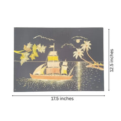 Straw Marquetry Sailing Ship wall decor