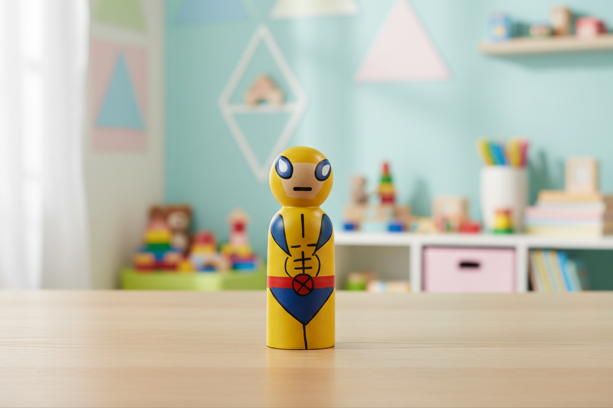 Superhero Avengers peg dolls painted with safe non-toxic colors