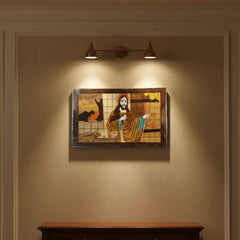 Handcrafted Rosewood Inlay Jesus Frame – Elegant Christian Wall Art Arun