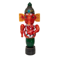 Etikoppaka Wooden Lord Ganesha Idol – Red and Green Lacquerware