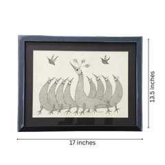 Monochrome Gond Peacock Art