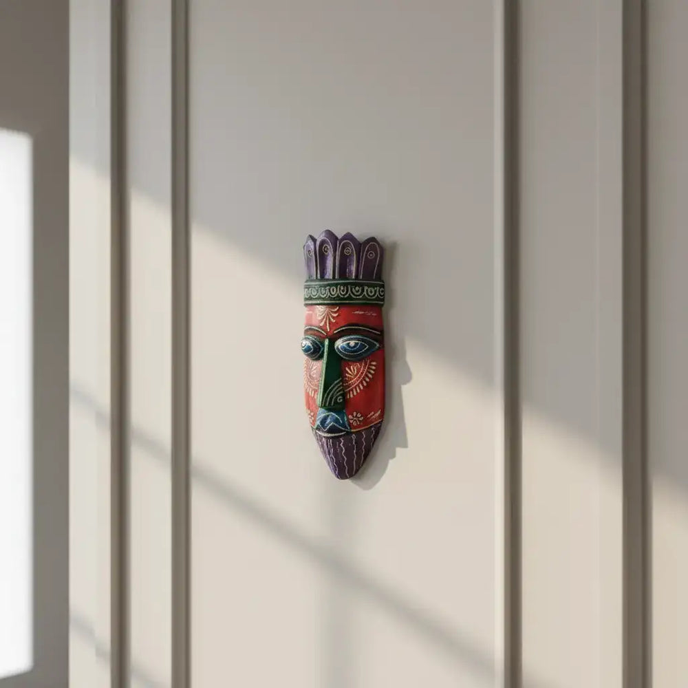 Hand-Painted Human Face Mask Wall Hanging | Artistic Home Accent maruthi handicrafts