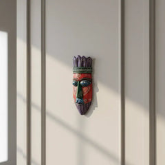 Hand-Painted Human Face Mask Wall Hanging | Artistic Home Accent maruthi handicrafts