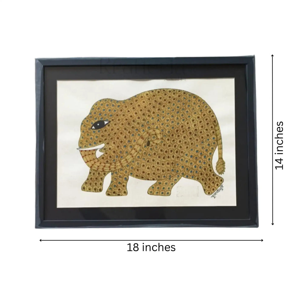 Gond Elephant Art - Symphony Of Strength Gond Painting
