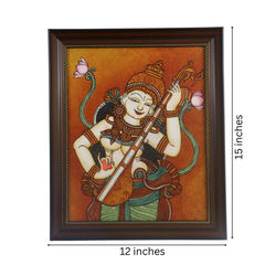 Goddess Saraswathi – Handcrafted Kerala Mural Painting