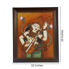 Goddess Saraswathi – Handcrafted Kerala Mural Painting Paintings