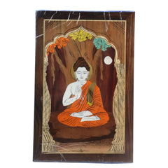Divine Buddha Photo Frame in Rosewood Inlay – Ethnic Spiritual Wall Decor Arun