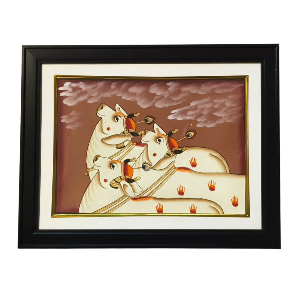 Divine Cows of Vrindavan – Pichwai Miniature Painting Paintings