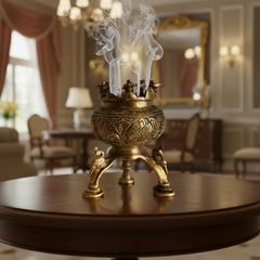 Brass Incense Burner / Dhoop Dani with Deity Figures | Traditional Pooja Decor