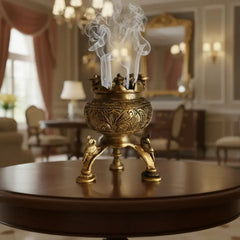 Brass Incense Burner / Dhoop Dani with Deity Figures | Traditional Pooja Decor Brass Ware