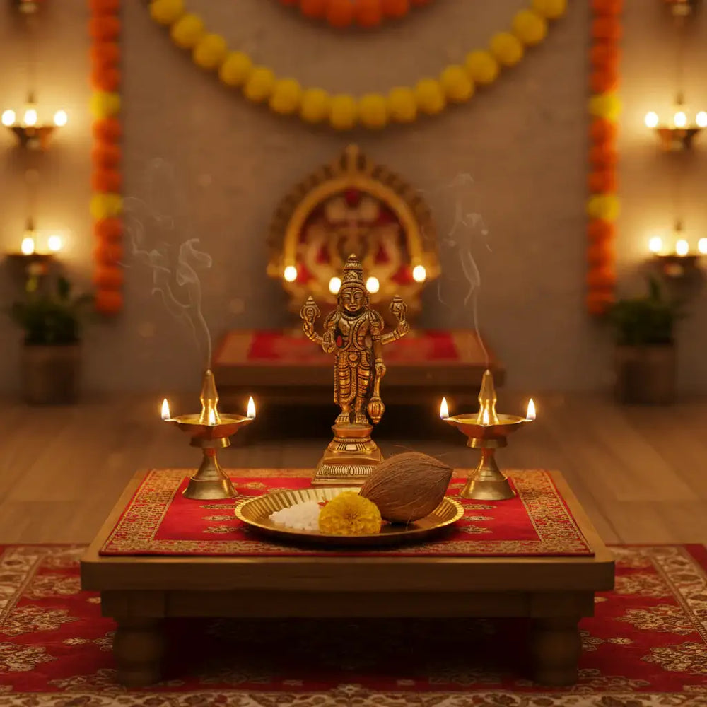 Standing Brass Lord Vishnu Idol Brass Ware