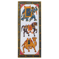 Rajasthani Miniature Panel - Ceremonial Animals