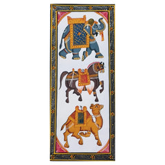 Rajasthani Miniature Panel - Ceremonial Animals Paintings