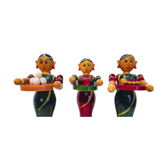 Cultural Etikoppaka Toy - Ladies Serving Tambulam Etikoppaka Lacquerware
