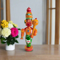 Handcrafted Lacquerware - The Mighty Hanuman Idol Etikoppaka Lacquerware