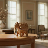 Wooden Elephant with Jali Work | Handmade Indian Craft Sculpture maruthi handicrafts