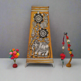 Artistic Hand-Painted Indian Leather Lamp with Elephant Motif