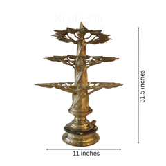 Tree-Shaped Bronze Multi-Wicks Oil Lamp – Perfect for Temples & Homes