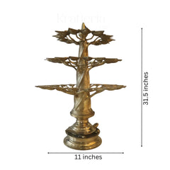 Tree-Shaped Bronze Multi-Wicks Oil Lamp – Perfect for Temples & Homes pooja accessories