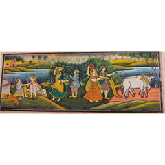 The Golden Hours of Village Living Miniature Painting