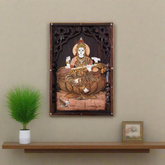 Divine Saraswati Devi Rosewood Inlay Panel – Wisdom & Knowledge Wall Art