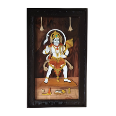 Rosewood Inlay Panel – Lord Hanuman with Gada