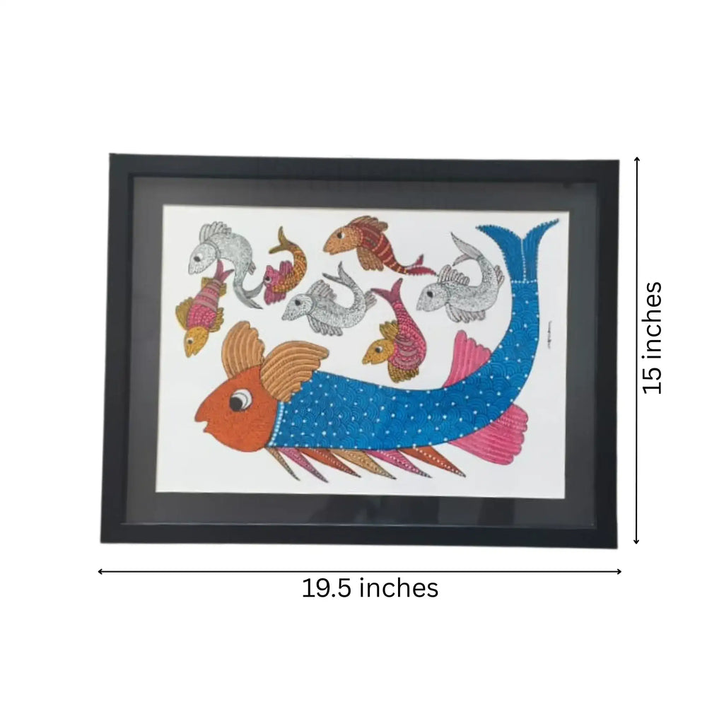 The Guardian Fish Gond Art Work Paintings
