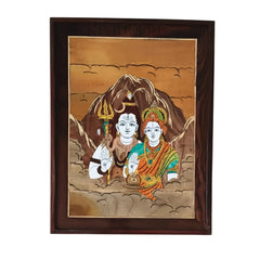Shiva Parvati on Mount Kailash – Rosewood Inlay Artwork