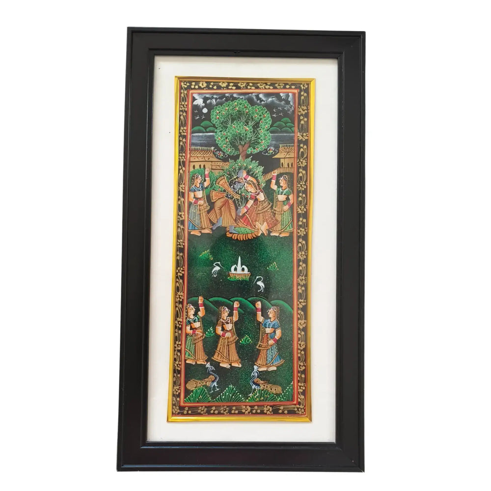 Krishna and Radha With Gopikas Miniature Art Paintings
