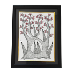 Guardians of the Blooming Tree – Gond Painting