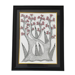 Guardians of the Blooming Tree – Gond Painting Paintings