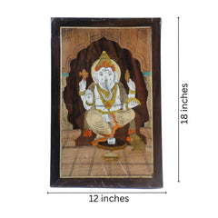 Lord Ganesha with Shankh & Chakra – Rosewood Inlay Art Frame Inlay Art