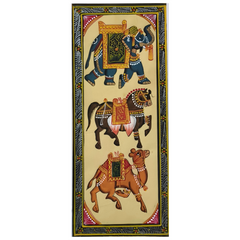 Traditional Indian Miniatures - A Triptych of Royal Carriers